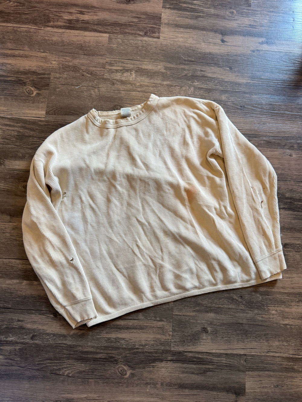 Vintage Thrashed Distressed Arizona Jean Co USA Thermal Size S/M Cream Beige
